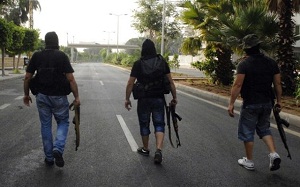 Miliciens armés dans les rues de Beyrouth