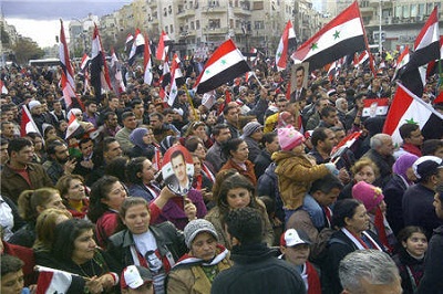 Manifestation de soutien au président syrien à Alep le 17-12-12