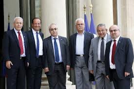 Membres du CNS avec Fabius