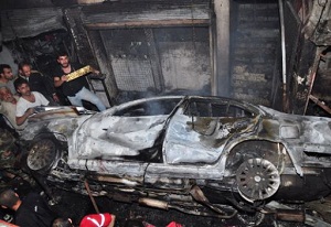 La voiture piégée au quartier des fleurs à Qudsiyya