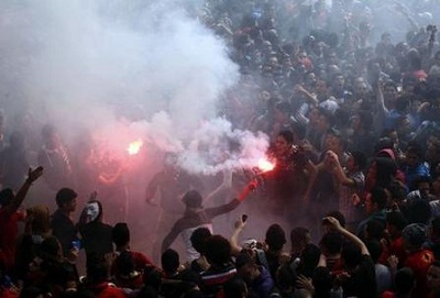 Les supporteurs de l'équipe alAhli au Caire