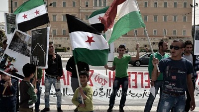 Manifestation de réfugiés syriens 