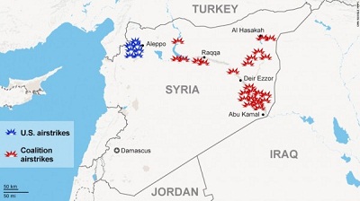 La coalition frappe l’EI pour la première fois dans le centre de la Syrie