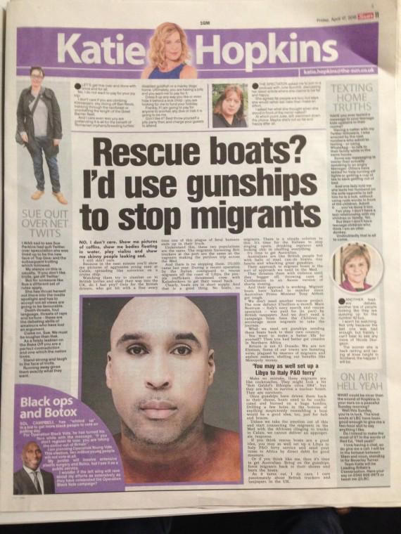 Pour le journal britannique The Sun,  les migrants sont des 