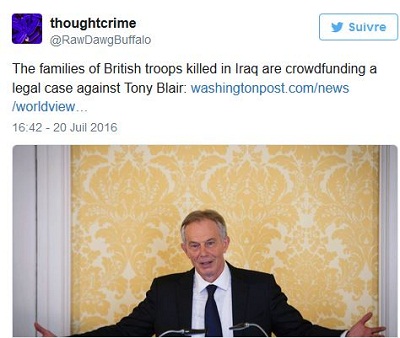 Guerre en Irak: des familles de soldats tués veulent traduire Blair en justice