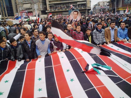 Manifestaci&oacuten de Apoyo al Ejército Sirio en Alepo