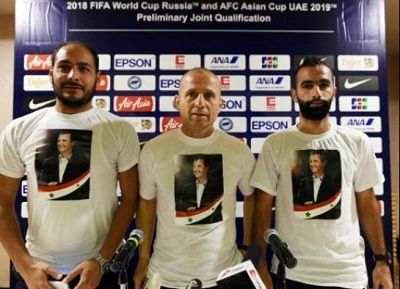 Futbolistas sirios muestran su apoyo a Assad
