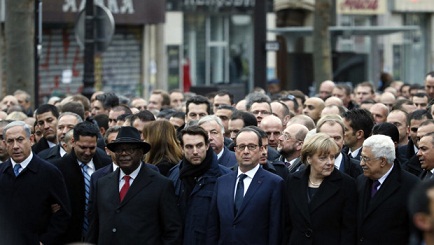 Dos genocidas, Netanyahu y Lieberman, en la manifestación de París