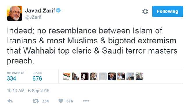 Zarif: El Islam de Irán no se parece al fanático wahabismo saudí